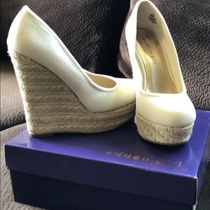 Never worn Madden Girl cream wedges
